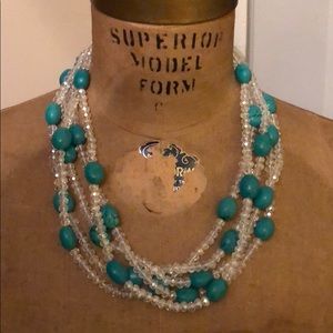 Turquoise and crystal necklace